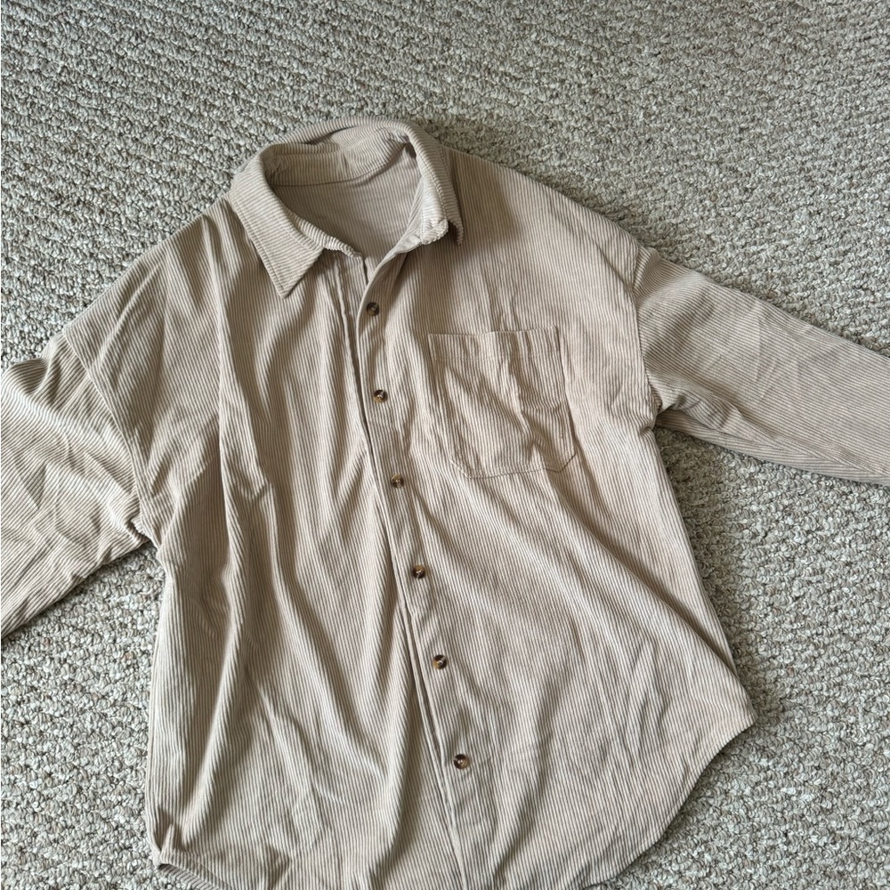 Beige tan corduroy shirt